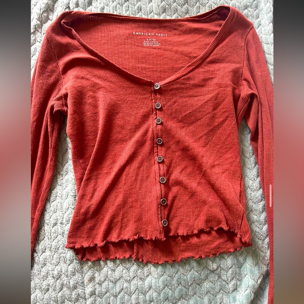 Maroon American Eagle Long Sleeved Top